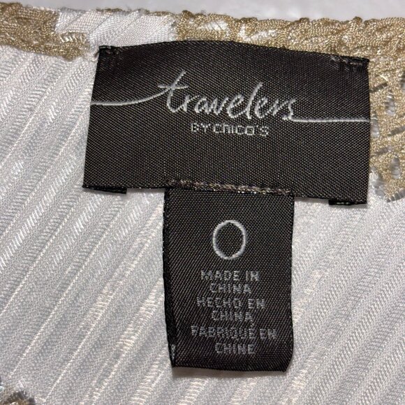 Chico’s Travelers 2 Pc Set Jacket & Tank Beige‎ White Striped Size 0 & 1 / Small - Picture 6 of 13